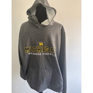 J2 Sport Michigan Wolverines Big House Football Hoodie Grey Mens Large NCAA